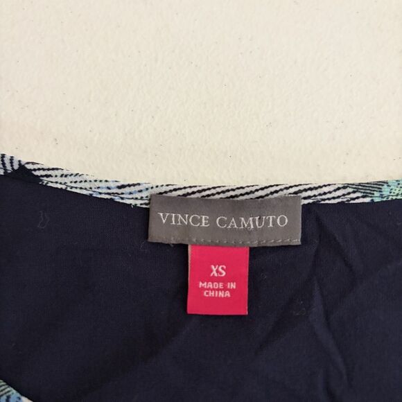 Vince Camuto Blouse Women's XS Plaid Sheer Ruffle Casual Round Neck Top - Picture 6 of 8